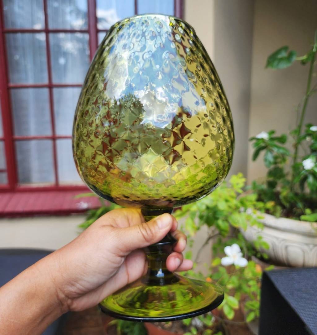 Vases Large 26cm High Vintage 1960s Olive Green Empoli Italian Style